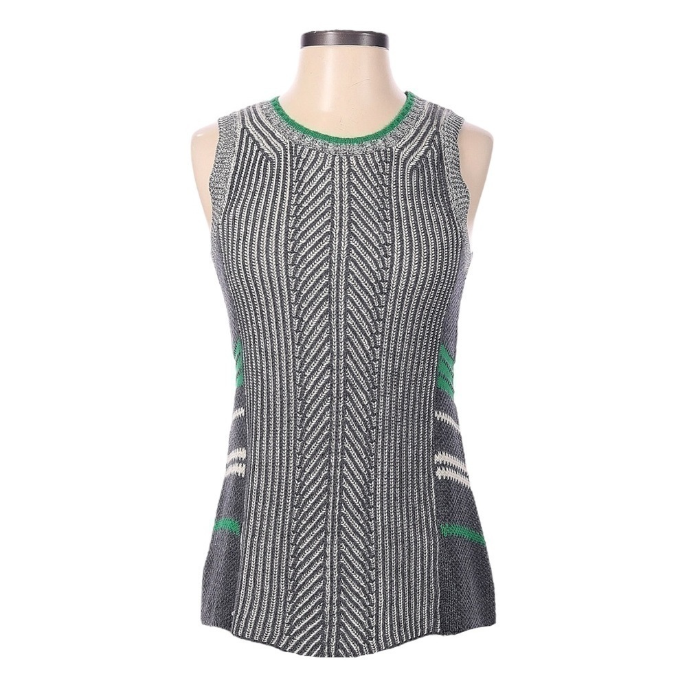 Cabi Ribbed Chunky Knit Sleeveless Pullover Sweater Size M Neutral Gray